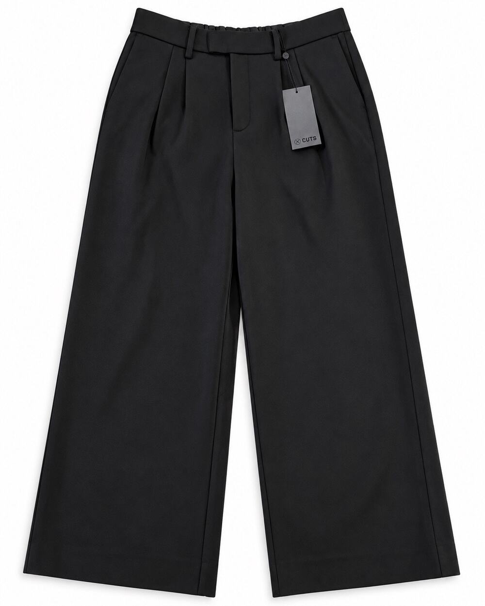 CUTS Women’s Essential Pant Short Medium Black Wide Leg Pleated NWT